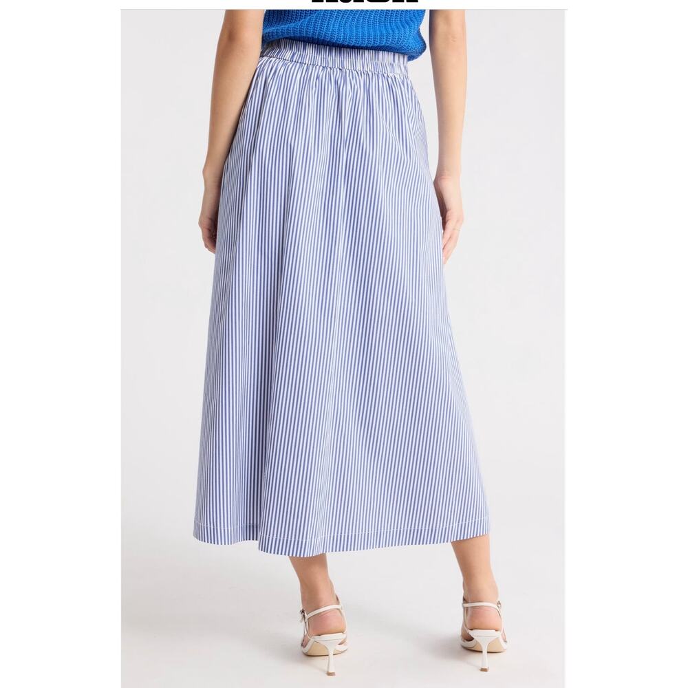 1901 Women's Blue & White Striped Midi Skirt - New w/Tags - Picture 3 of 8